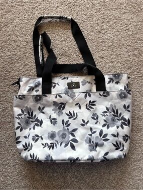 Ju-Ju-Be Monochrome Flowers Travel Diaper Tote Bag